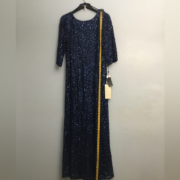 Adrianna Papell Dresses & Skirts - ADRIANNA PAPELL Blue and Silver Embellished Gown with Scoop Neckline